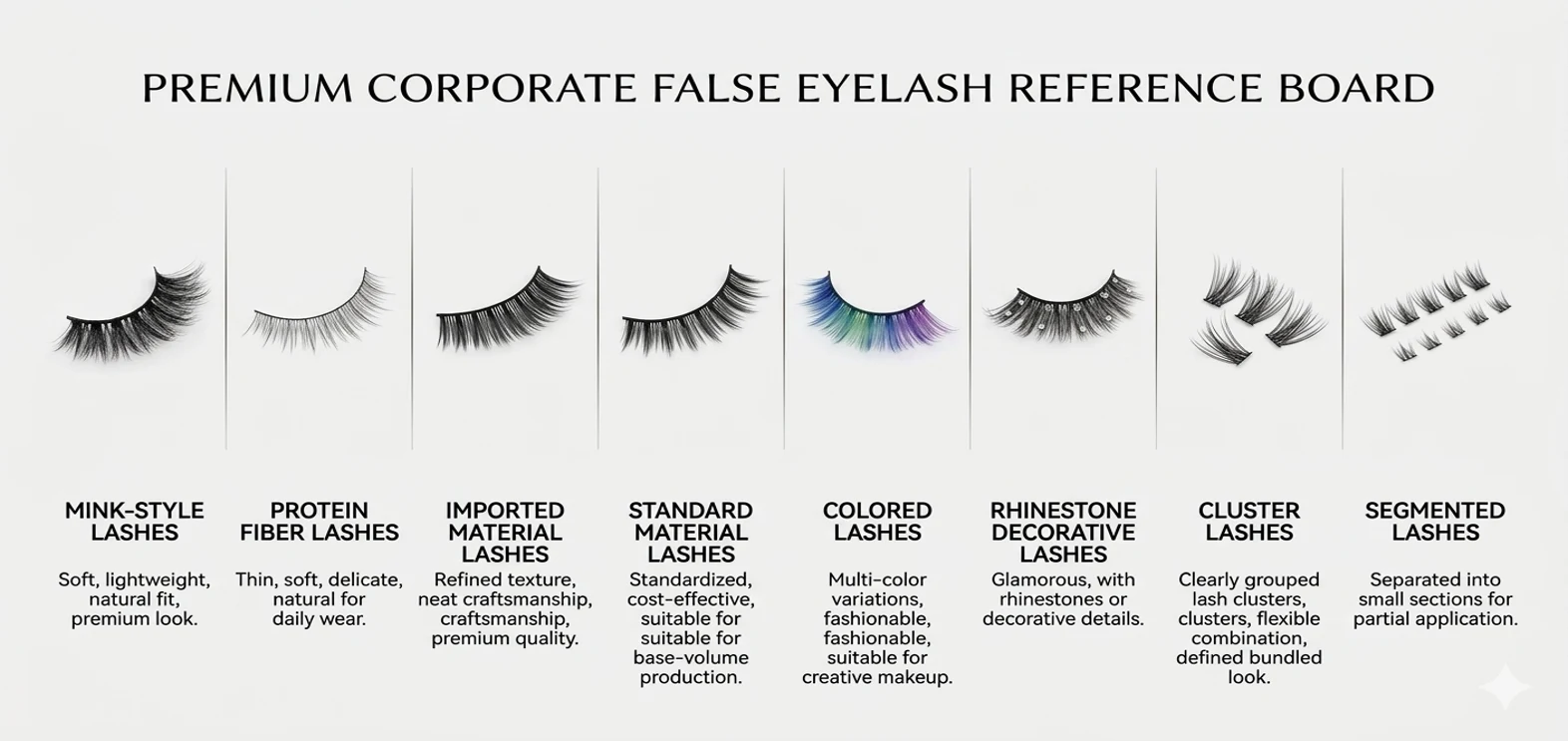 DIYAO false eyelash materials and style reference board